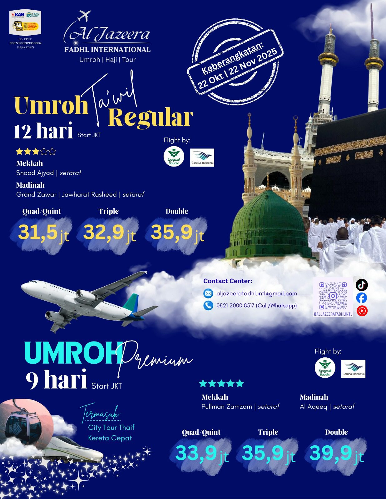 β Rasakan Ibadah Nyaman di Paket UMROH PREMIUM 9 Hari (Hotel Bintang 5 & Kereta Cepat)